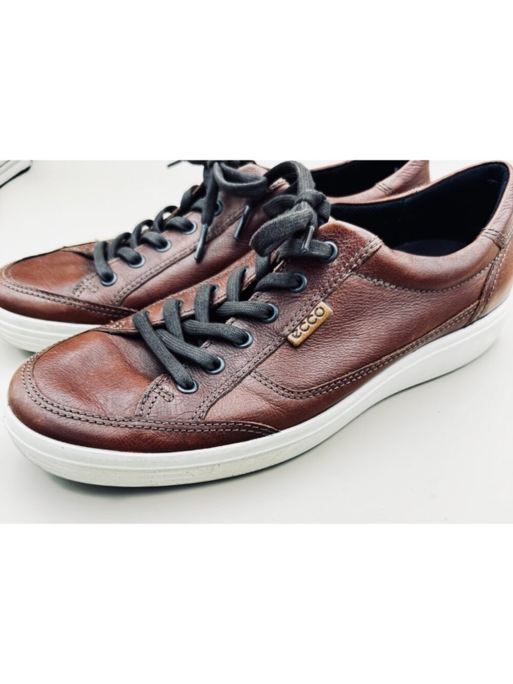 Ecco Soft 7 Mens Sneakers Size 10 Brown Leather Comfort Low Top Lace Up  Shoes